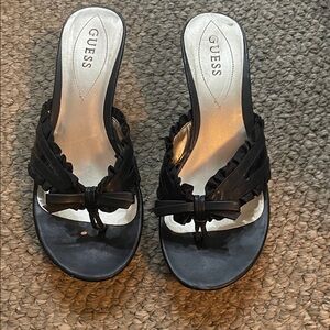 GUESS Black Bow-Accent Slip-On Mules